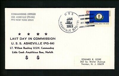 US Naval Ship Cover USS Ashville PG-84 Peace 1977 Last Day Commission LPD-13