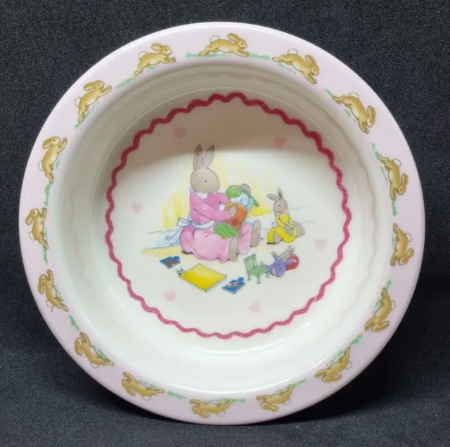 Vintage Royal Doulton Bunnykins Melamine Heavy Base Cereal Bowl Pink EARLY 2000S