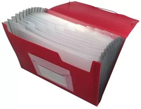 Q-Connect Expanding 13-Pocket File KF01274 - Red, Pack of 1