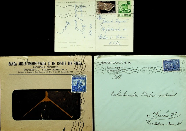 ROMANIA BUCURESTI VIEW PPC+ 2 COVERS, 1 WINDOW W/ 4v TO PRAHA CSSR