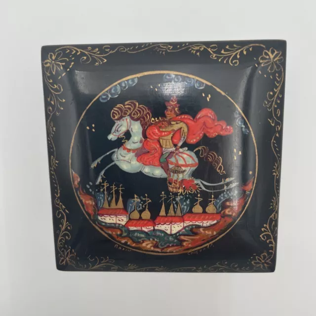 Palekh Russian/USSR Lacquer Trinket Box Hand Painted - Box 4 (N)