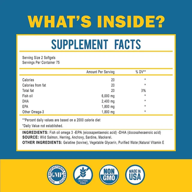 OMEGA 3 FISH Oil 6000 Mg EPA DHA 150 Caps for Brain Heart Health UK £8. ...