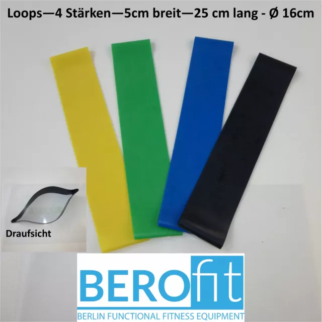 Set: Fitnessband "Berofit" Latexband Gymnastikband viele Längen & Stärken + Loop 3