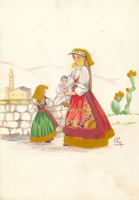 Cartolina Costumi Sardegna Samugheo Tempera di Lola Loy Non Viaggiata