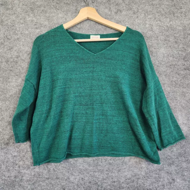 Gorman Jumper Womens Size 10 Green Emerald Crop Mid Length Knit Colourful