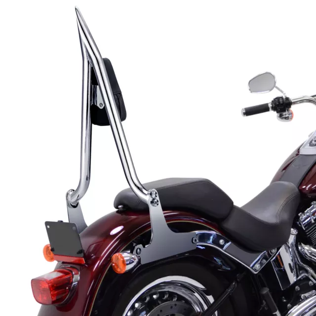 24" Chrome Passenger Backrest Sissy Bar Pad For Harley Softail FXST FXSTC FXSTS