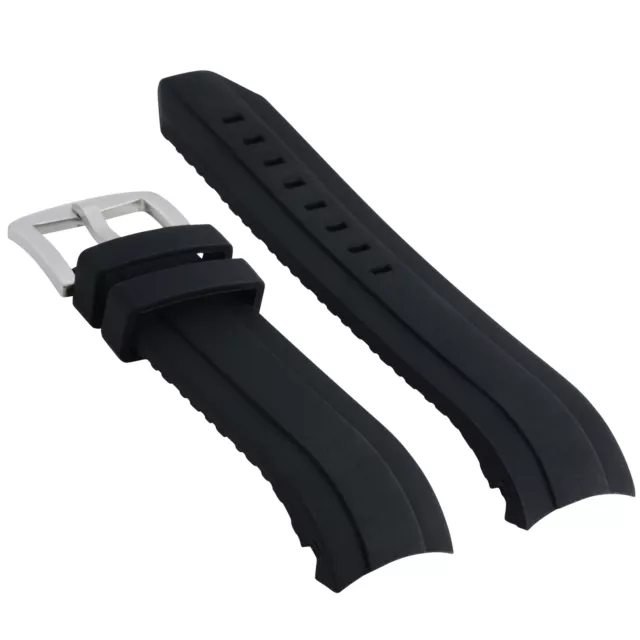 22Mm Curved Rubber Watch Band Strap For Omega Seamaster Planet Ocean Watch Black