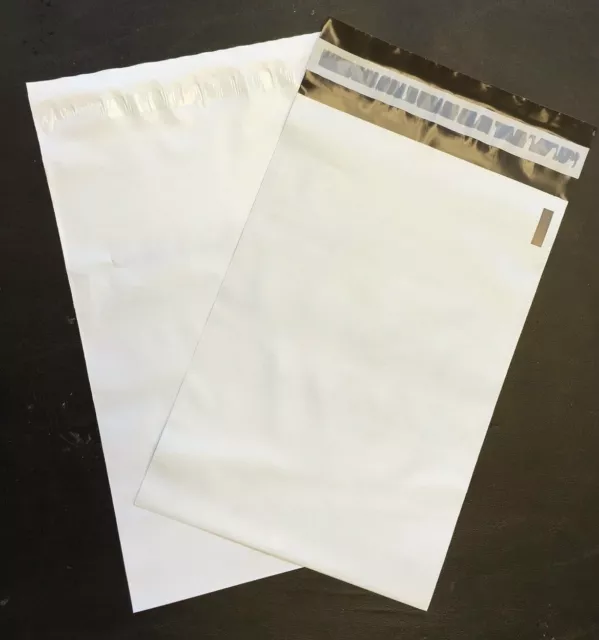 250 #5 (12" x 15.5") Unlined White Plastic Poly Mailer Bag Self Seal Free Ship