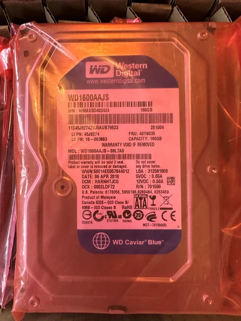 Job Lot of 10 x Western Digital 160GB 3.5" SATA HDDs - WD1600AAJS