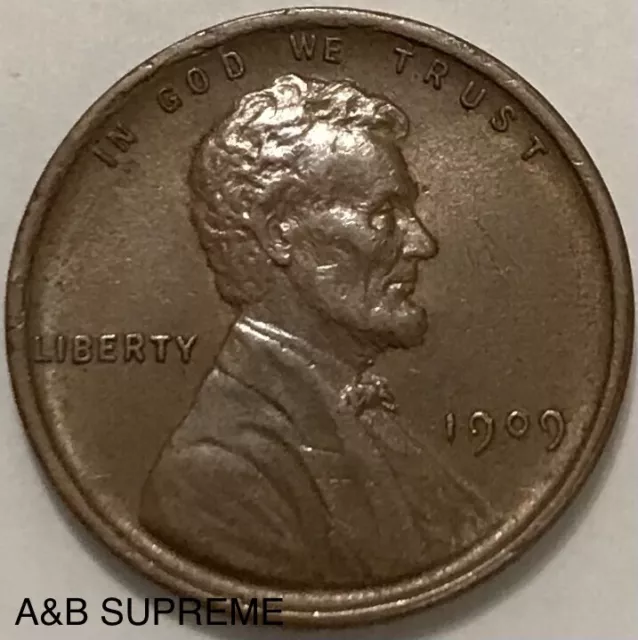 1909 VDB Lincoln Head Cent Bronze Penny Au-Bu Uncirculated