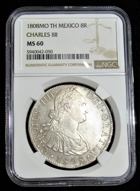 Mexico: Charles IV 8 Reales 1808 Mo-TH MS60 NGC