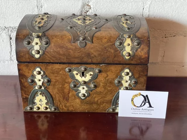 Beautiful 19th Century Burr Walnut Domed Top Tea Caddy