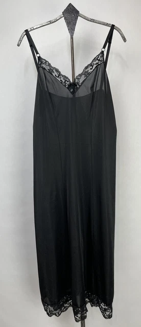 Vintage JC Penney Womens Nylon Full Slip Lace Trim Black USA Size 32