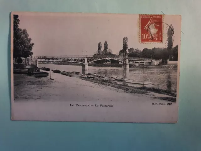 carte postale ancienne de val de Marne Le Perreux La Passerelle