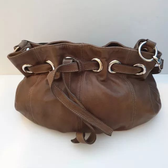 Witchery Brown Leather Bucket Style Handbag Crossbody Bag Purse