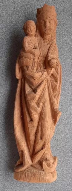 Talla en blanco relieve de pared figura Madre de Dios Niño Jesús Virgen talla madera