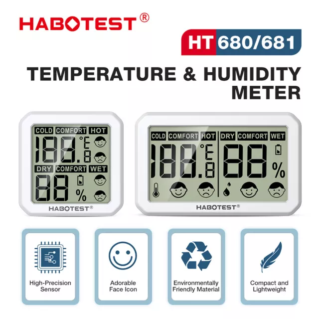 HABOTEST Hygrometer HT680/681 Mini Electronic Temperature Humidity Monitor Meter