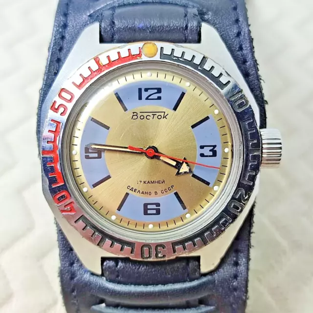 ⭐Rare Vintage Soviet watch VOSTOK AMPHIBIA radio room mechanical made in USSR 80