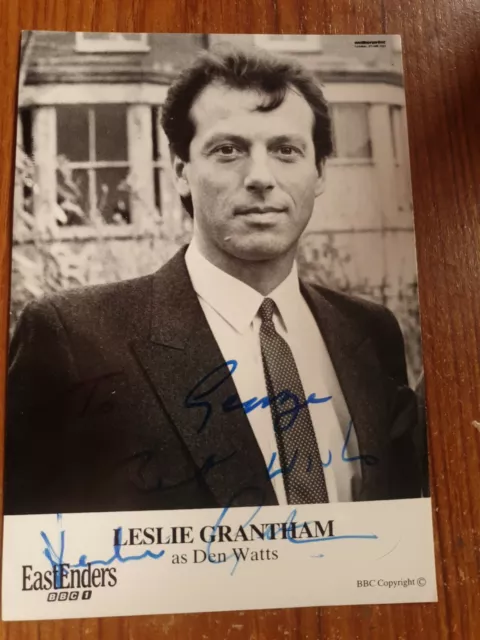BBC EastEnders Den Watts Hand Signed Cast Card Leslie Grantham Autograph