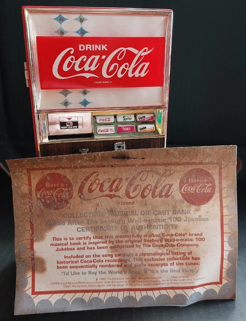 VINTAGE Coca-Cola Vending Machine Bank. 1996. Certificate of authentication.