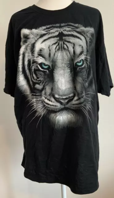 DOM White Tiger Black T-Shirt Graphic Tee Cotton Adult Mens Size Extra Large XL