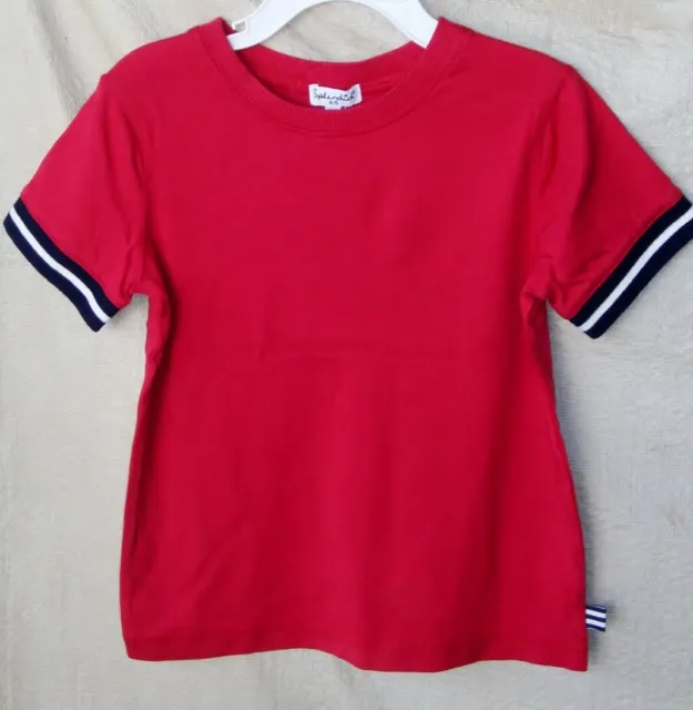 SPLENDID Short Sleeve RED TEE with STRIPE TRIM BOY SIZES TOD NWT