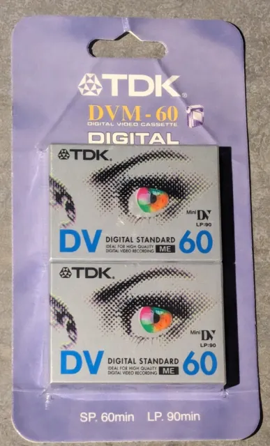 2 TDK LP:90 Digital Standard Mini DV 60 Video Tapes
