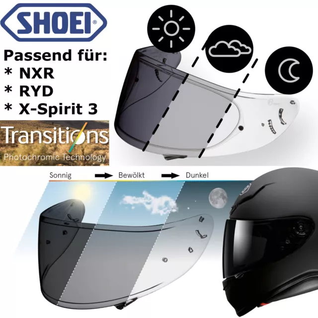 SHOEI Visier CWR-1 PHOTOCROMIC für NXR / X-Spirit III 3 / RYD selbsttönend 2