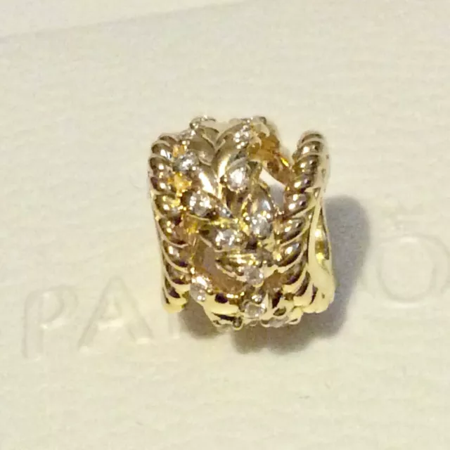 NEW Genuine Pandora Shine 18ct Yellow Gold plated Sparkling Wheat Grains Charm