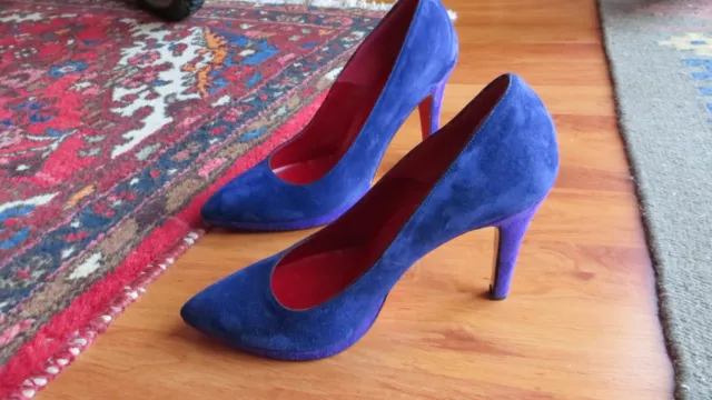 RITA ELISEO SCARPE in pelle donna nuove camoscio colore blu
