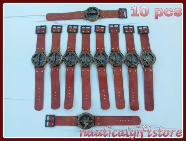 Estilo antiguo Steampunk muñeca latón brújula y reloj de sol tipo reloj de...