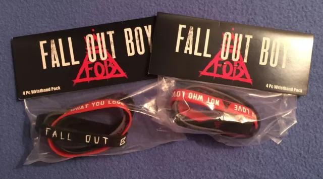 LOT of (2) NEW 4 Pack AUTHENTIC  FALL OUT BOY Rubber Wristbands Bracelets