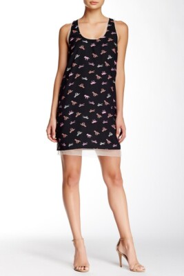 KAS New York L36321 Mayla Silk Lined Black Shift Dress Size Large