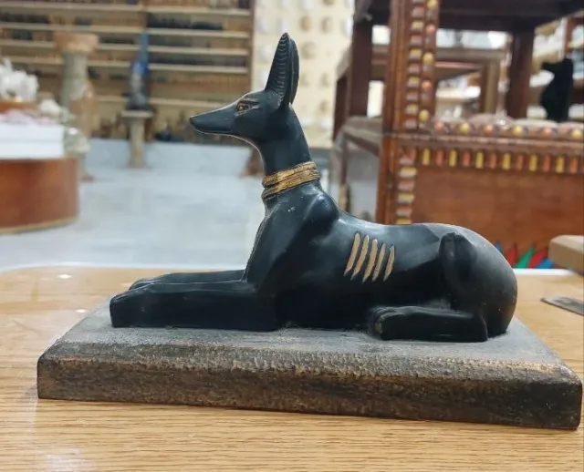 Anubis Statue Handmade Ancient Egyptian Black Carved Antique Stone Bazareg