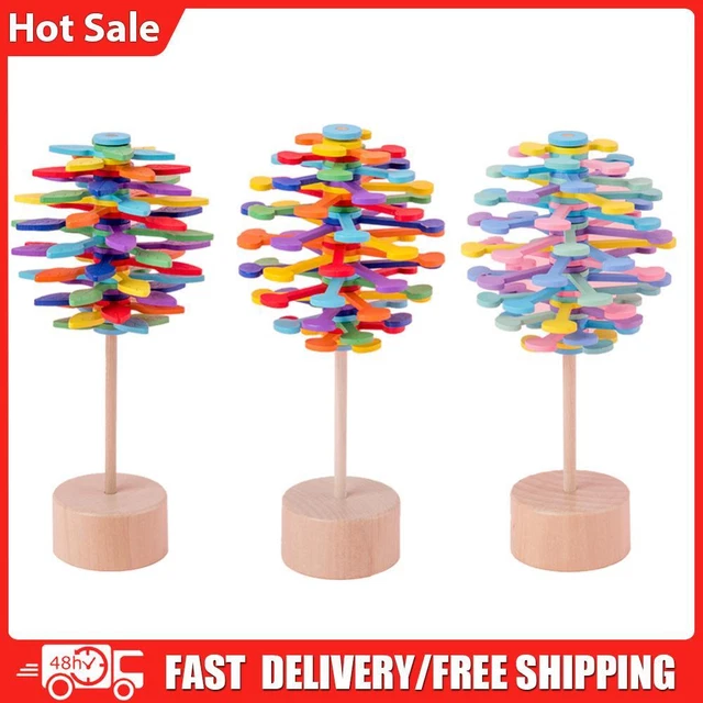 Wooden Helicone Wand Rotating Lolly Toy Children Decompression Educational Toys