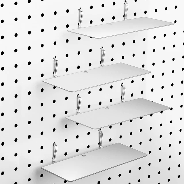 4 Pack Pegboard Shelves Wall Organizer Peg Board Shelf Brackets Pegboard Stee...