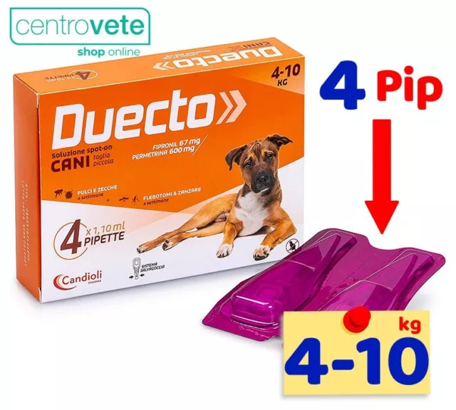Candioli DUECTO 4 - 10 kg 4 Pipette→ Antiparassitario per CANI di taglia piccola