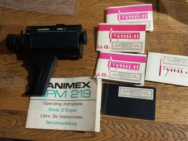 HANIMEX Compact CPM219 Super8 Movie Camera Instructions + filter cloths untested