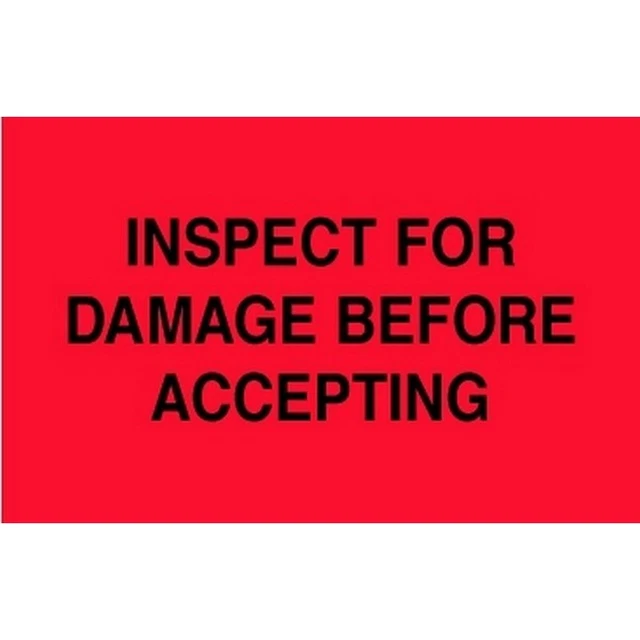 3" x 5" Inspect For Damage Before Accepting Labels (500 per Roll)