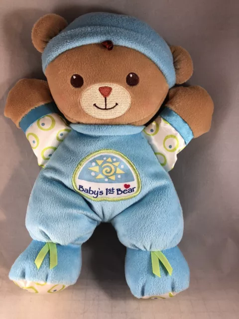 Babys First Teddy Bear Plush Doll Blue Lovey Toy Fisher Price 2008 Rattle