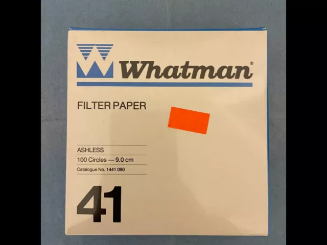 NEW Sealed WHATMAN Grade 41 Ashless Filter Paper 9.0cm (100 Circles) #1441 090