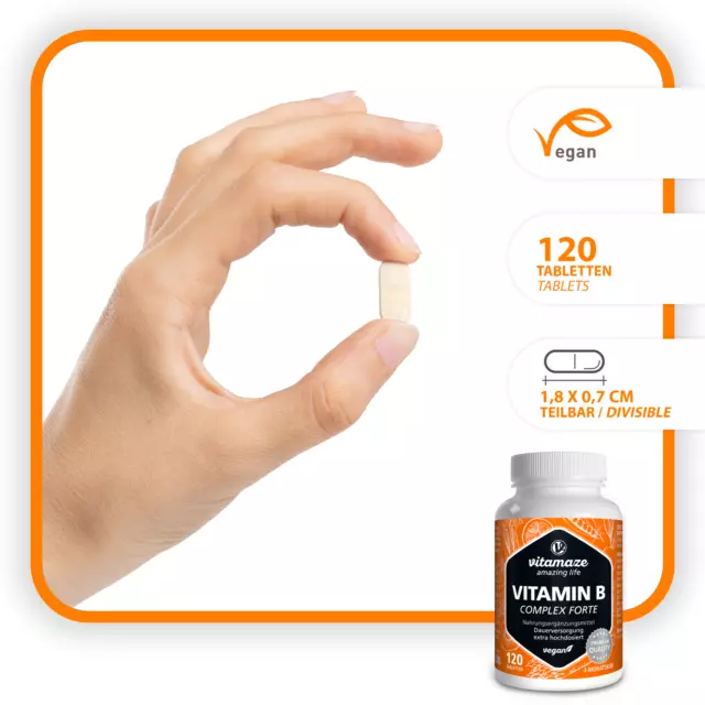 (249,58€/kg) Vitamin B Komplex Tabletten hochdosiert vegan Biotin Folsäure 3