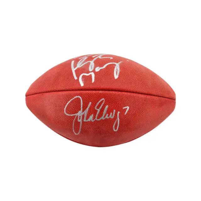 Peyton Manning John Elway Denver Broncos Autographed Signed Football (Steiner)