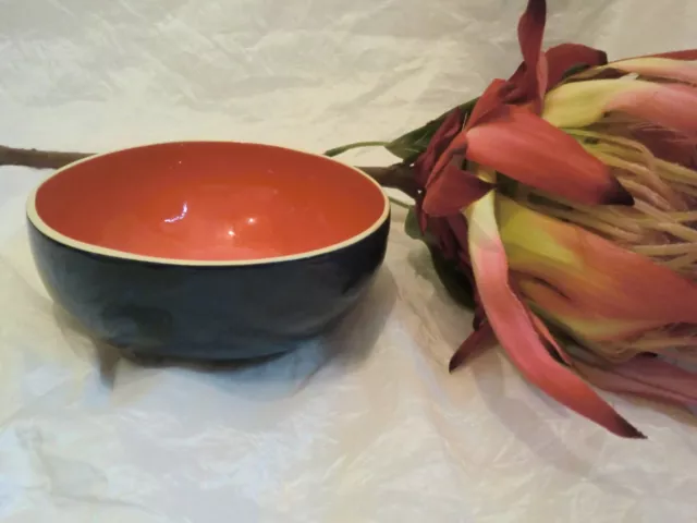 Exklusive Bowl NIMES, Kokosnussschale dunkelgrau/orange lack. Wohnaccessoires