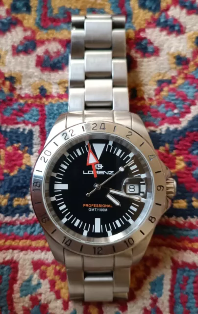LORENZ GMT FRECCIONE. Professional 10 Atm Perfetto Funzionante In