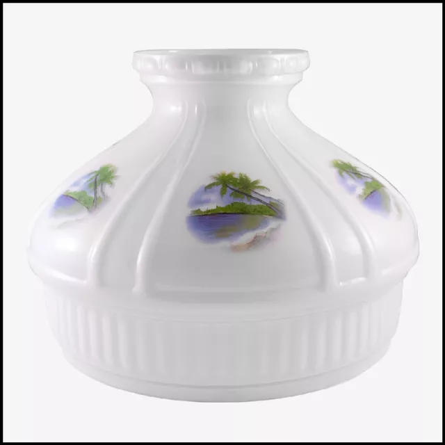 ALADDIN LAMP BEACH PARADISE SHADE PART # 22072 WHITE OPAL GLASS 10 inch Fitter