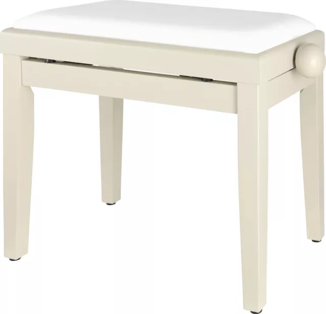 Banquette de Piano Clavier Numerique Siege Tabouret Banc Bois Reglable Blanc Mat