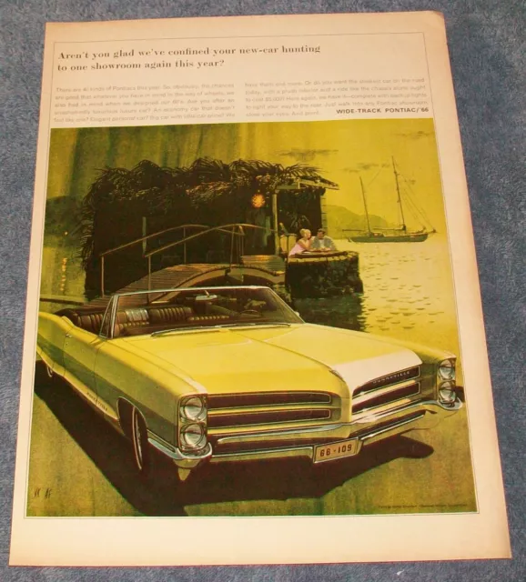 1966 Pontiac Bonneville Convertible Vintage Ad "Aren't You Glad We've Confined..