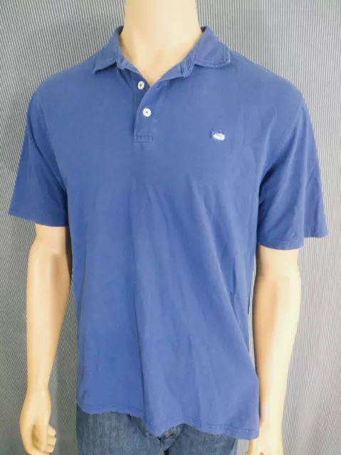 SOUTHERN TIDE Cotton Pique Polo Shirt Dark Blue SS Mens Large 3 Buttons Preppy