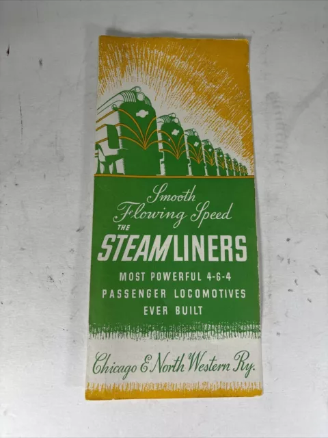 CNW 4-6-4 Chicago North Western Railway Steamliner Train Brochure Illinois